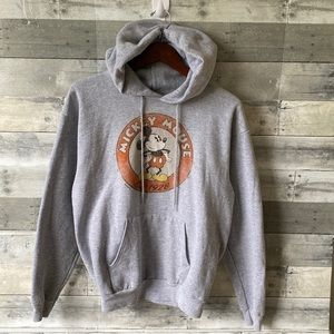 DISNEY PARKS MICKEY MOUSE HOODIE SWEATSHIRT GRAY WOMEN’S MEDIUM